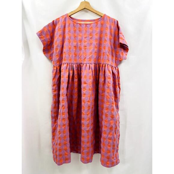 OFFON Oversized seersucker checks dress SILVINA - Picture 3 of 11